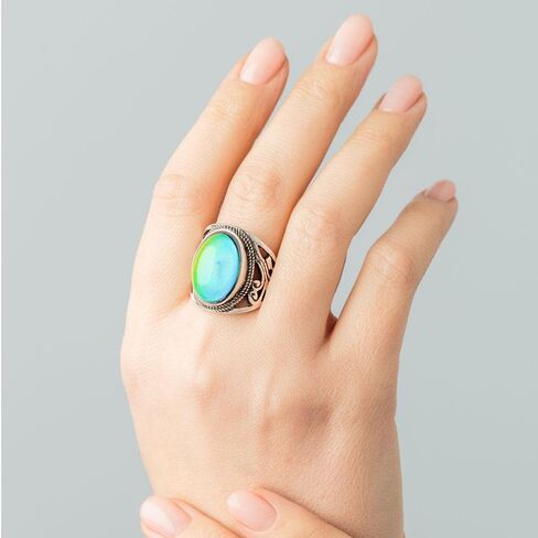 Mood Ring for Women – Color Changing Chakra Ring with Vintage Vibe – Dainty Mood Jewelry for Women & Adults – Unique Temperature Reactive Fashion Statement in Saudi Arabia