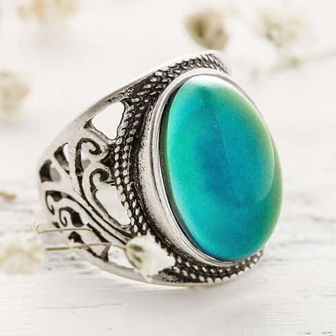 Mood Ring for Women – Color Changing Chakra Ring with Vintage Vibe – Dainty Mood Jewelry for Women & Adults – Unique Temperature Reactive Fashion Statement in Saudi Arabia