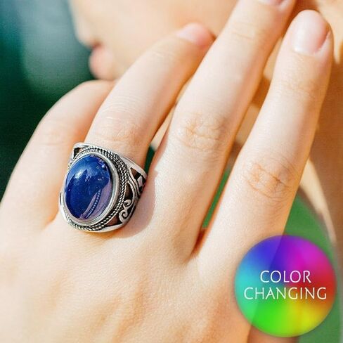 Mood Ring for Women – Color Changing Chakra Ring with Vintage Vibe – Dainty Mood Jewelry for Women & Adults – Unique Temperature Reactive Fashion Statement in Saudi Arabia