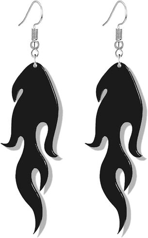 Dreuyet Transparent Flame Earrings for Women Neon Fire Element Earrings Hip Hop Aesthetic Halloween Cosplay Costume in Saudi Arabia