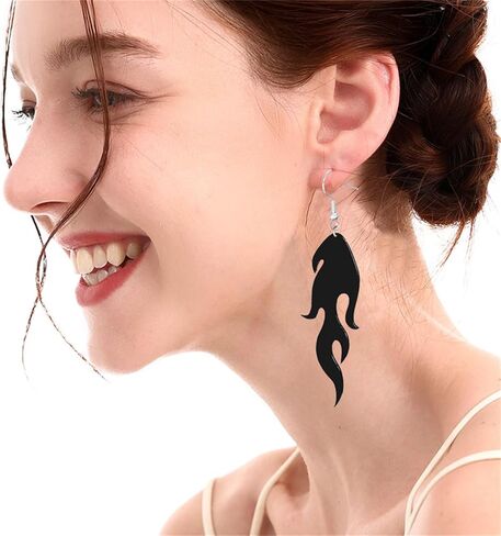 Dreuyet Transparent Flame Earrings for Women Neon Fire Element Earrings Hip Hop Aesthetic Halloween Cosplay Costume in Saudi Arabia