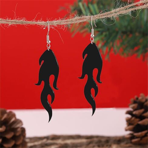 Dreuyet Transparent Flame Earrings for Women Neon Fire Element Earrings Hip Hop Aesthetic Halloween Cosplay Costume in Saudi Arabia