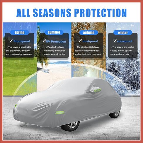 غطاء سيارة ACROPIX لسيارة Volkswagen New Beetle لسيارة Volkswagen New Beetle 1998-2019 غطاء سيارة كامل خارجي لحماية جميع الأحوال الجوية مع سحاب فضي اللون لأجزاء السيارة in Saudi Arabia