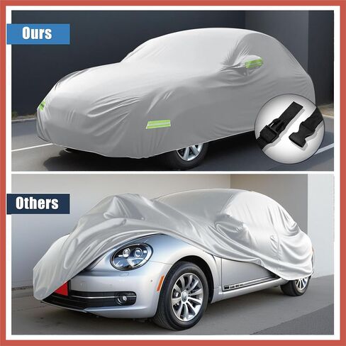 غطاء سيارة ACROPIX لسيارة Volkswagen New Beetle لسيارة Volkswagen New Beetle 1998-2019 غطاء سيارة كامل خارجي لحماية جميع الأحوال الجوية مع سحاب فضي اللون لأجزاء السيارة in Saudi Arabia