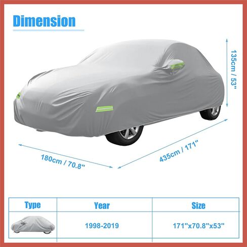 غطاء سيارة ACROPIX لسيارة Volkswagen New Beetle لسيارة Volkswagen New Beetle 1998-2019 غطاء سيارة كامل خارجي لحماية جميع الأحوال الجوية مع سحاب فضي اللون لأجزاء السيارة in Saudi Arabia