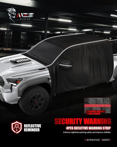 غطاء كابينة MZS متوافق مع تاكوما كابينة مزدوجة 2014-2025، 600D غطاء تاكوما مقاوم للماء في الهواء الطلق مع سحاب باب السائق 6 خطاف عاصفة نصف غطاء مقاوم للرياح والشمس والثلج والمطر للحماية من الخدوش in Saudi Arabia