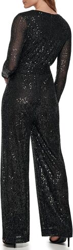 Eliza J womens Long Sleeve V-neck Wrap Sequin Jumpsuit in Saudi Arabia