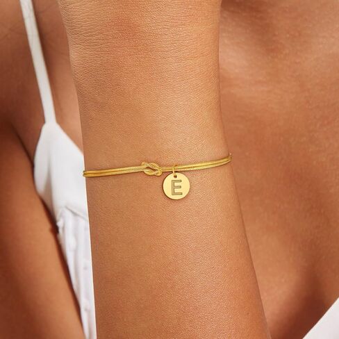 Gold Initial Bracelets for Women Girls - 18K Gold Plated A-Z Initial Bracelet Dainty Knot Bracelet Gold Bracelets for Women Teen Girl Gifts Trendy Stuff in Kuwait