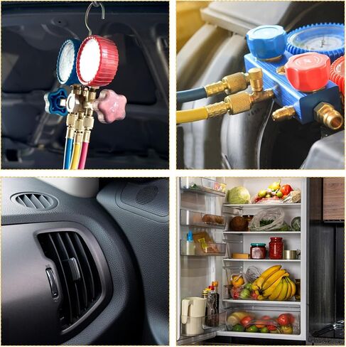 4 قطع R410A محول سبليت صغير لأجهزة القياس نظام تقسيم صغير 5/16 بوصة أنثى إلى 1/4 بوصة ذكر مضيئة 2 محولات مستقيمة و2 بزاوية مع حشوات خرطوم لمكيف الهواء والتكييف in Saudi Arabia