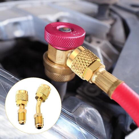 4 قطع R410A محول سبليت صغير لأجهزة القياس نظام تقسيم صغير 5/16 بوصة أنثى إلى 1/4 بوصة ذكر مضيئة 2 محولات مستقيمة و2 بزاوية مع حشوات خرطوم لمكيف الهواء والتكييف in Saudi Arabia