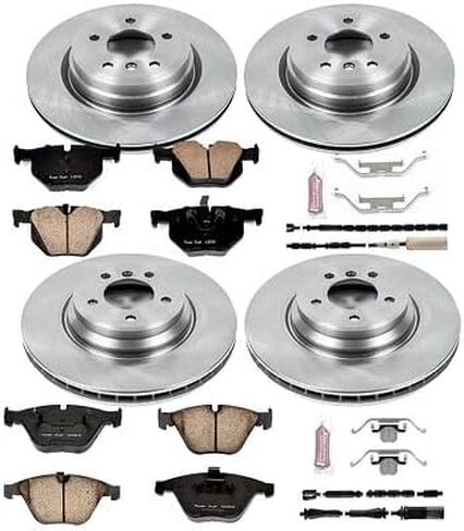 طقم فرامل بديلة أمامية وخلفية Power Stop KOE6057 Autospecialty - دوارات فرامل OE ووسادات فرامل سيراميك و1 أسلاك مستشعر أمامية وخلفية لـ 3، 335i، 335i xDr، 335is [نموذج محدد] in Saudi Arabia