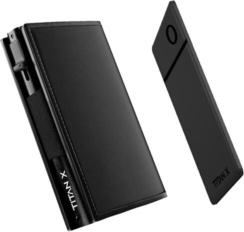 TITAN X Trifold + Tracket Wallet Bundle | Minimalist Slim Metal Leather anti RFID Wallet | Front Pocket Minimalist Wallet For Men, Gift Boxed (Carbon Fiber) in Saudi Arabia