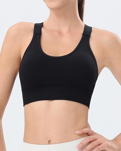 حمالات صدر رياضية للنساء من Racerback حمالات صدر عالية الدعم مبطنة للتمرين حمالة صدر رياضية لليوجا بدون خياطة in Saudi Arabia