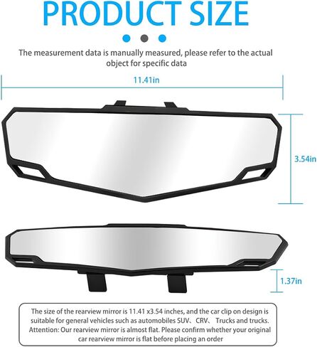 Car Rear View Mirror, Panoramic Convex Clip-On Wide Angle Large Vehicle Rearview Mirror for Blind Spot, HD Glass Automotive Interior Accessories, Universal for SUV Sedan Truck in Saudi Arabia