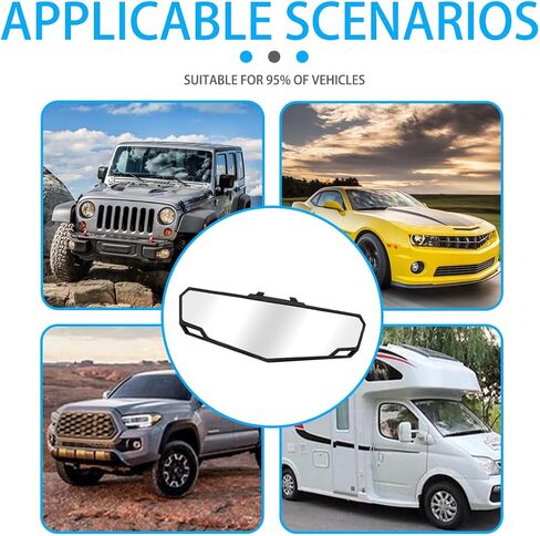 Car Rear View Mirror, Panoramic Convex Clip-On Wide Angle Large Vehicle Rearview Mirror for Blind Spot, HD Glass Automotive Interior Accessories, Universal for SUV Sedan Truck in Saudi Arabia