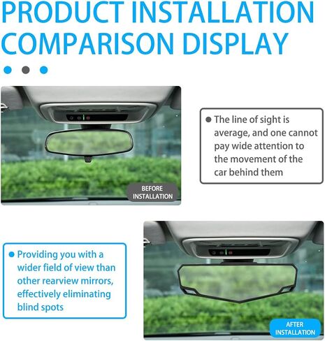 Car Rear View Mirror, Panoramic Convex Clip-On Wide Angle Large Vehicle Rearview Mirror for Blind Spot, HD Glass Automotive Interior Accessories, Universal for SUV Sedan Truck in Saudi Arabia