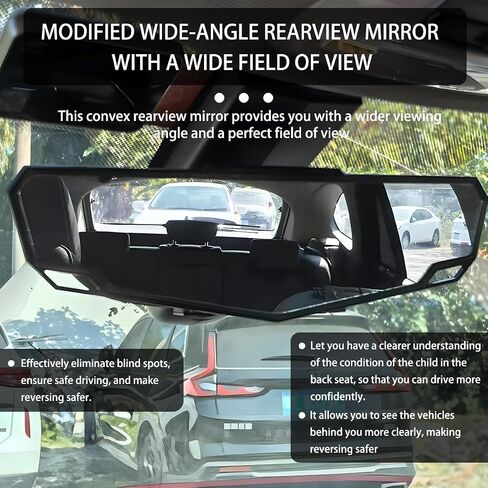 Car Rear View Mirror, Panoramic Convex Clip-On Wide Angle Large Vehicle Rearview Mirror for Blind Spot, HD Glass Automotive Interior Accessories, Universal for SUV Sedan Truck in Saudi Arabia