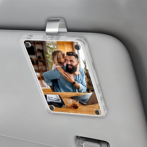 Acrylic Magnetic Photo Visor Clips for Cars, Personalized Photo Holder, Visor Clips for Cars, Personalized Car Accessories Can Be Used to Add Your Personal Photo in Saudi Arabia