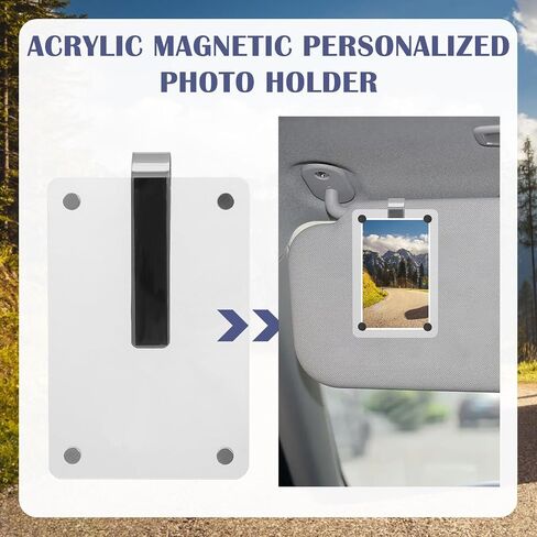 Acrylic Magnetic Photo Visor Clips for Cars, Personalized Photo Holder, Visor Clips for Cars, Personalized Car Accessories Can Be Used to Add Your Personal Photo in Saudi Arabia