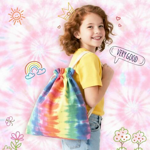 Drawstring Bags 24pcs White Thickened Fabric White Cotton Canvas DIY for Tie Dye Bulk in Saudi Arabia