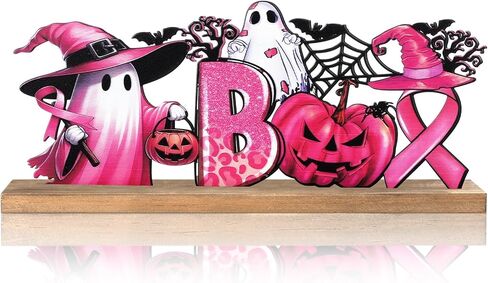 Realspring Happy Halloween Metal Sign Halloween Tiered Tray Decor with Wooden Base Freestanding Black Spooky Bat Witch Decorations for Home Office Tabletop Centerpiece Mantel Shelf Fireplace Decor in Saudi Arabia