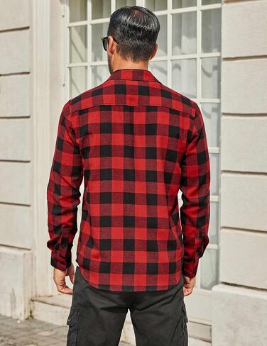 COOFANDY Mens Flannel Shirts Long Sleeve Plaid Button Down Shirt Cotton Casual Work Shirts with Pockets in Saudi Arabia