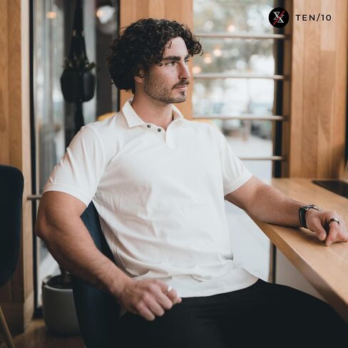قميص بولو ستراتوس فاخر للرجال من Ten10 Apparel بأكمام قصيرة، حاشية منحنية، ياقة بأزرار in Saudi Arabia