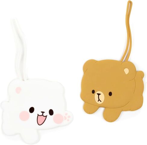 Milk and Mocha Luggage Tag Set Authorized Milkmochabear Merchandise Cute Adorable Silicone with Name ID Card Suitcase Label Travel Essentials Accessories for Bags Backpacks Baggage in Kuwait