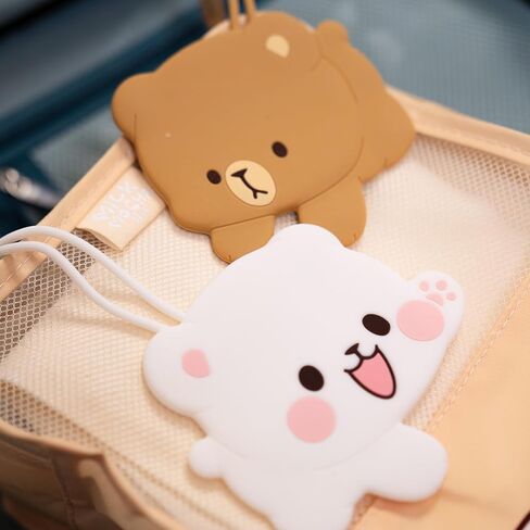Milk and Mocha Luggage Tag Set Authorized Milkmochabear Merchandise Cute Adorable Silicone with Name ID Card Suitcase Label Travel Essentials Accessories for Bags Backpacks Baggage in Kuwait