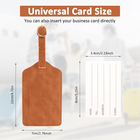1 Pack Luggage Tag, PU Leather Suitcase Tags Identifiers Privacy Cover ID Label for Travel Bag Suitcase with 2 Pack Luggage Straps for Hats, Bags and Travel Accessories Clip(L-Black) in Kuwait