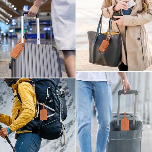 1 Pack Luggage Tag, PU Leather Suitcase Tags Identifiers Privacy Cover ID Label for Travel Bag Suitcase with 2 Pack Luggage Straps for Hats, Bags and Travel Accessories Clip(L-Black) in Kuwait