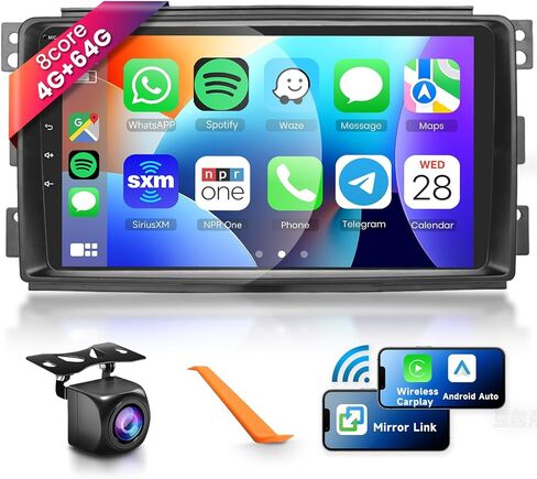 راديو سيارة 8 CORE 4G+64G لسيارة Mercedes-Benz Smart Fortwo 2005-2010 مع CarPlay/Android Auto، Podofo 9 بوصة 1280*720P IPS شاشة لمس ستيريو Android 13 GPS WiFi Bluetooth DSP SWC + كاميرا احتياطية عالية الدقة in Saudi Arabia