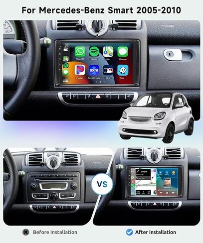 راديو سيارة 8 CORE 4G+64G لسيارة Mercedes-Benz Smart Fortwo 2005-2010 مع CarPlay/Android Auto، Podofo 9 بوصة 1280*720P IPS شاشة لمس ستيريو Android 13 GPS WiFi Bluetooth DSP SWC + كاميرا احتياطية عالية الدقة in Saudi Arabia