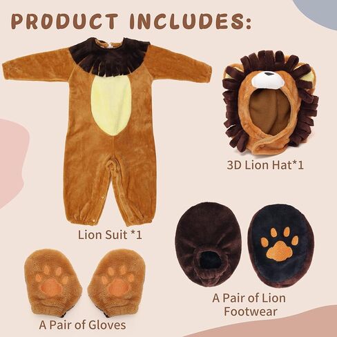 Halloween Baby Lion Costume for Toddler, Infant Cow Costume Onesie Animal Cosplay Jumpsuit Bodysuit in Saudi Arabia