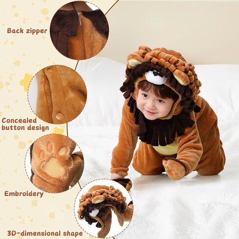 Halloween Baby Lion Costume for Toddler, Infant Cow Costume Onesie Animal Cosplay Jumpsuit Bodysuit in Saudi Arabia