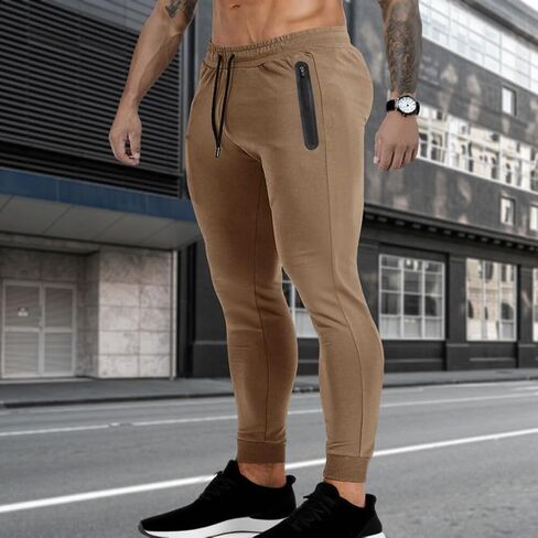 بنطال رياضي للرجال من Joggers بنطال رياضي مدبب للتمرين في صالة الألعاب الرياضية مع جيوب بسحاب in Saudi Arabia