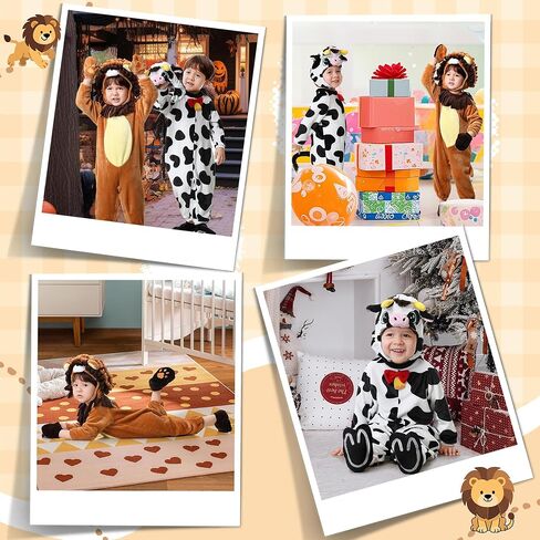 Halloween Baby Lion Costume for Toddler, Infant Cow Costume Onesie Animal Cosplay Jumpsuit Bodysuit in Saudi Arabia