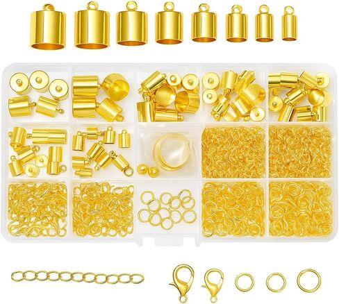 Mandala Crafts Stainless Steel Kumihimo Cord End Cap, Clasp, Ribbon Clamp, Bail Jewelry Finding Supplies Starter Kit (4mm to 9mm End Caps) in Saudi Arabia