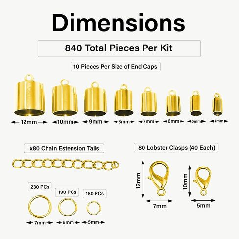 Mandala Crafts Stainless Steel Kumihimo Cord End Cap, Clasp, Ribbon Clamp, Bail Jewelry Finding Supplies Starter Kit (4mm to 9mm End Caps) in Saudi Arabia