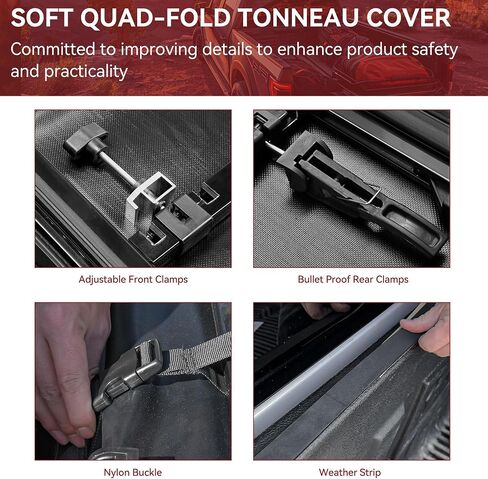 YITAMOTOR Soft Quad Fold Truck Bed Tonneau Cover Fits for Ford F-250 F-350 F250 F350 Super Duty 1999-2025 8 ft Bed in Saudi Arabia