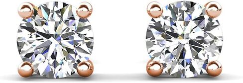 Cate & Chloe Mia Diamond-Simulated Stud Earrings, CZ Stud Earrings, Round CZ Studs, Crystal Earrings, Classic Studs, Best Earrings for Women in Kuwait