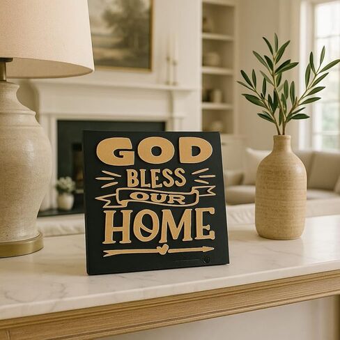 Plaque: GOD BLESS OUR HOME -Made in USA in Saudi Arabia