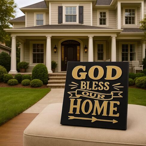 Plaque: GOD BLESS OUR HOME -Made in USA in Saudi Arabia