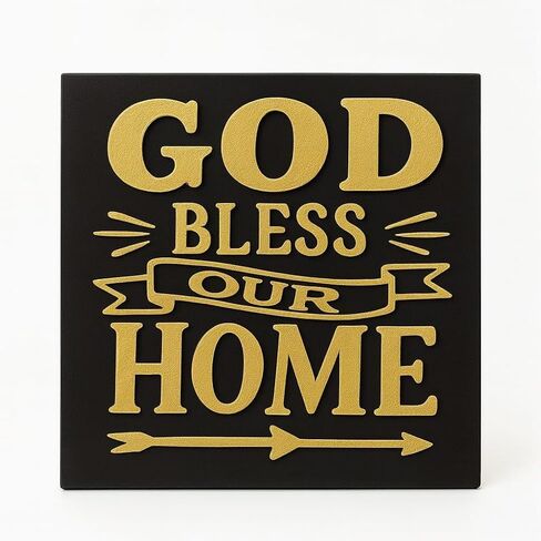 Plaque: GOD BLESS OUR HOME -Made in USA in Saudi Arabia