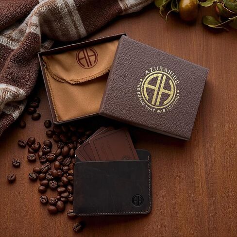 ZeroFold Slim Credit Card Holder – Men's Minimalist Handmade Full Grain Leather Wallet, Hand-Burnished & Oiled Finish, Super slim & Holds up to 8 Cards in Saudi Arabia