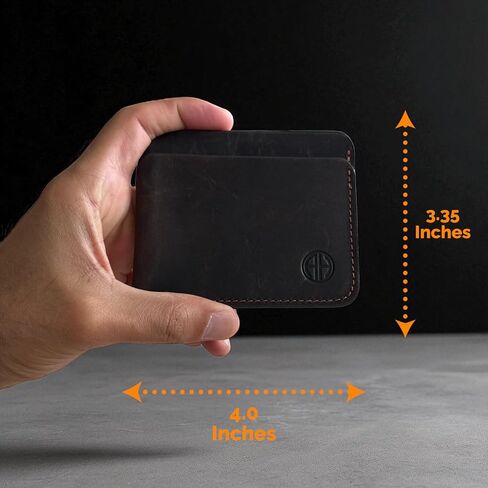 ZeroFold Slim Credit Card Holder – Men's Minimalist Handmade Full Grain Leather Wallet, Hand-Burnished & Oiled Finish, Super slim & Holds up to 8 Cards in Saudi Arabia