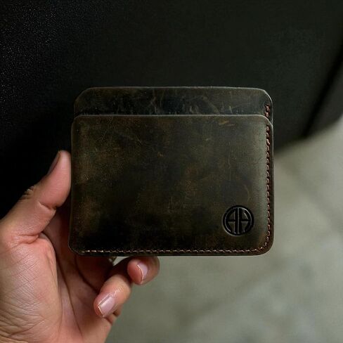 ZeroFold Slim Credit Card Holder – Men's Minimalist Handmade Full Grain Leather Wallet, Hand-Burnished & Oiled Finish, Super slim & Holds up to 8 Cards in Saudi Arabia