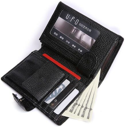 محفظة رجالية ذات سعة كبيرة بحجب RFID ثلاثية الطي من الجلد الطبيعي، تصميم للسفر يحمل بطاقات متعددة، بني داكن (قهوة) in Kuwait
