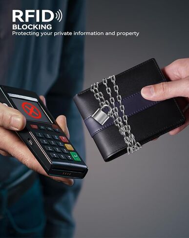 محفظة Swallowmall من الجلد الطبيعي RFID للرجال، محفظة ثنائية الطي للرجال مع 16 حامل بطاقة و1 نافذة لبطاقة الهوية هدية له in Kuwait