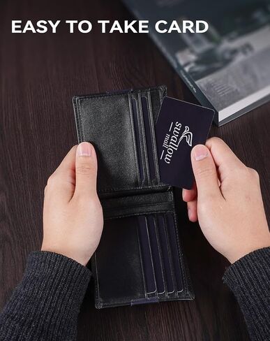 محفظة Swallowmall من الجلد الطبيعي RFID للرجال، محفظة ثنائية الطي للرجال مع 16 حامل بطاقة و1 نافذة لبطاقة الهوية هدية له in Kuwait
